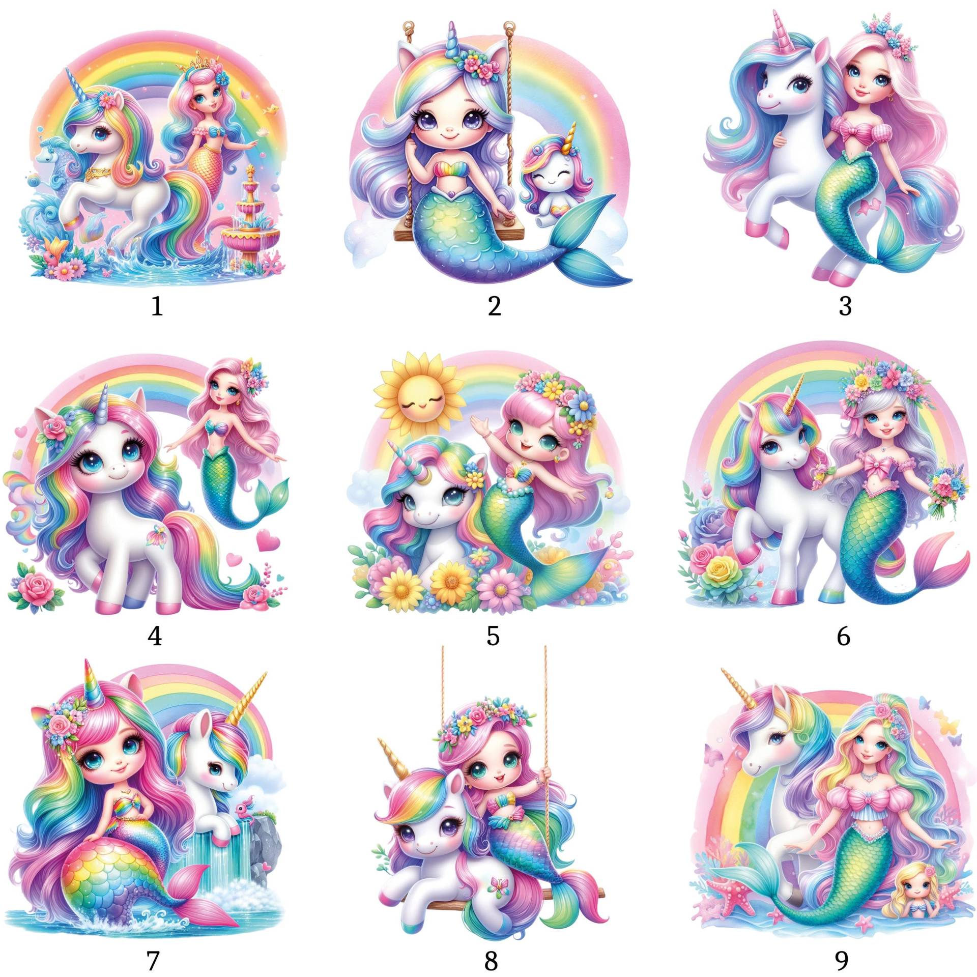 Bügelbild, Meerjungfrau Mit Einhorn, Bügelmotiv von BuegeldichTrendy