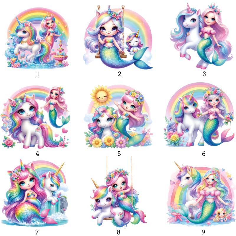 Bügelbild, Meerjungfrau Mit Einhorn, Bügelmotiv von BuegeldichTrendy