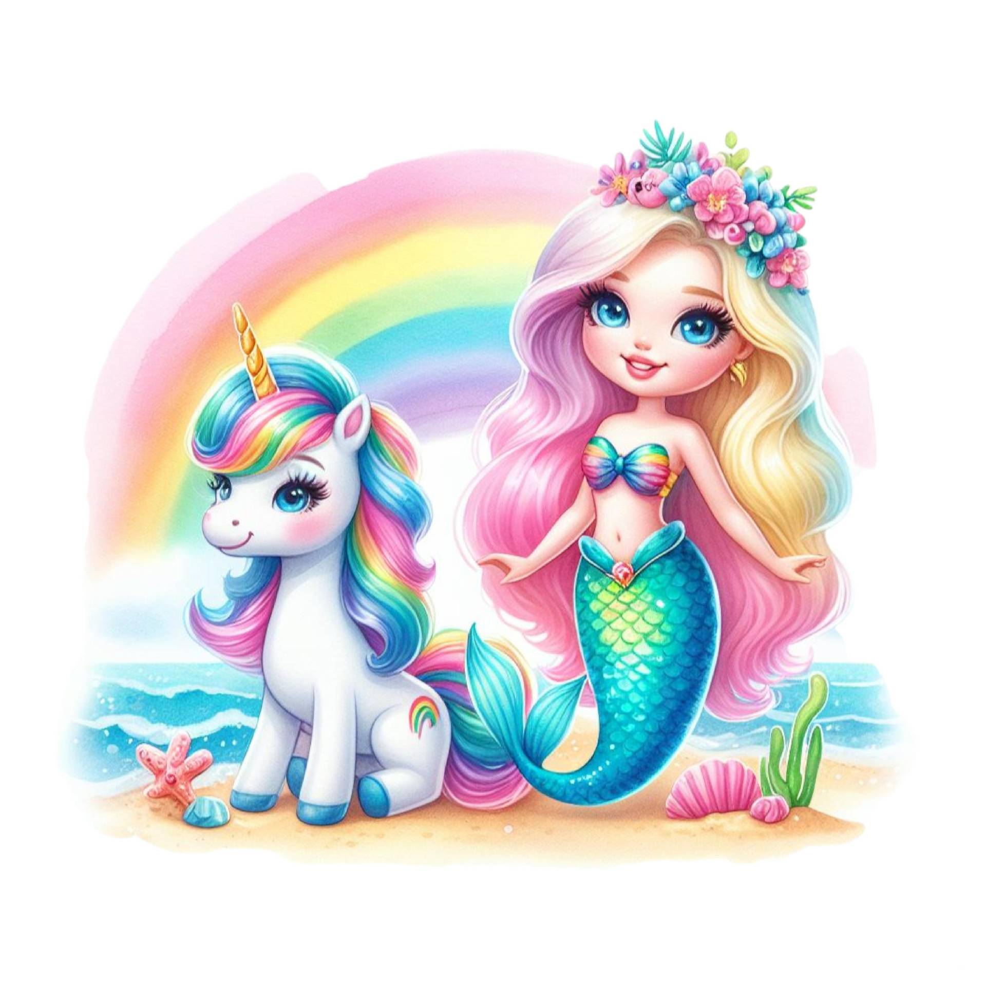 Bügelbild, Meerjungfrau Mit Einhorn, Bügelmotiv von BuegeldichTrendy