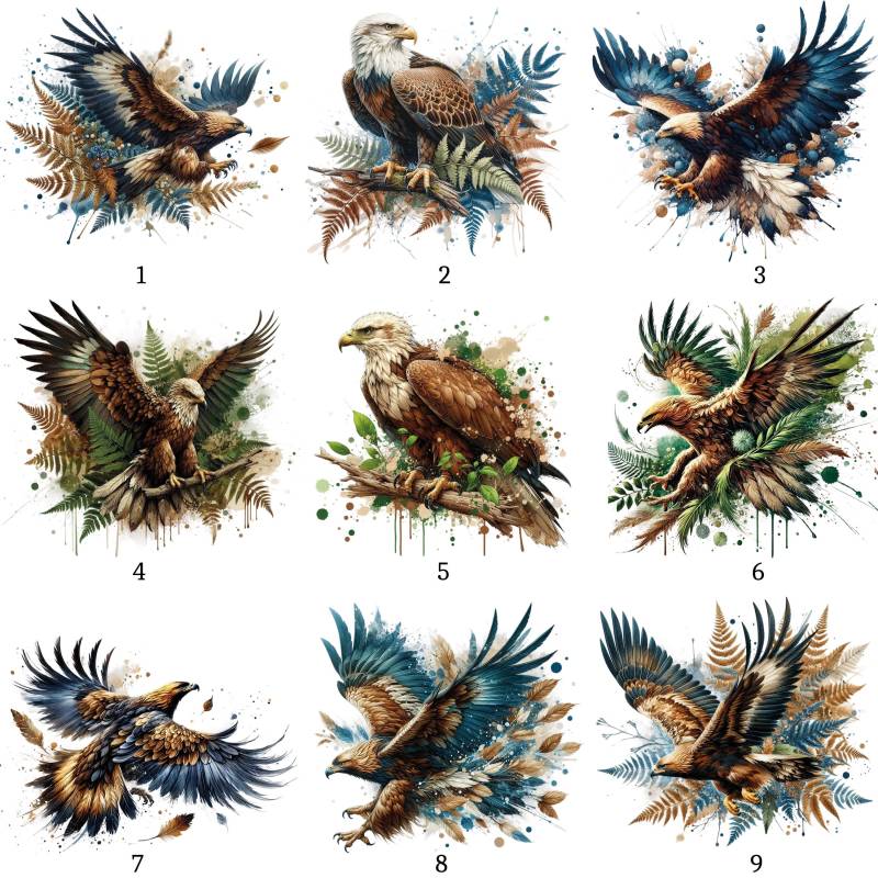 Bügelbild, Motiv Adler Fliegend Sitzend Splash, Steinadler von BuegeldichTrendy