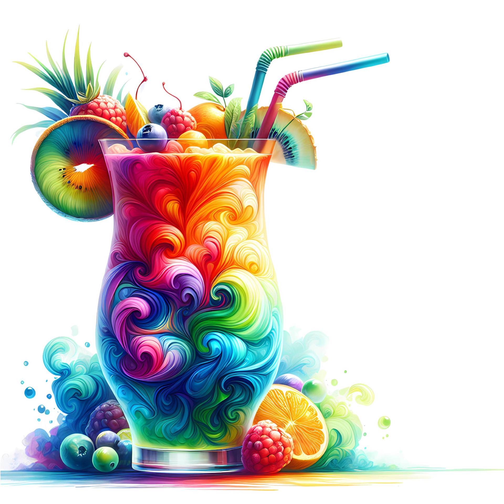 Bügelbild, Motiv Cocktail Regenbogen, Bügelmotiv von BuegeldichTrendy