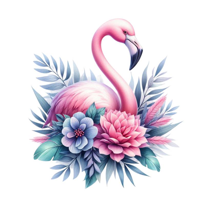 Bügelbild, Motiv Flamingo, Bügelmotiv von BuegeldichTrendy