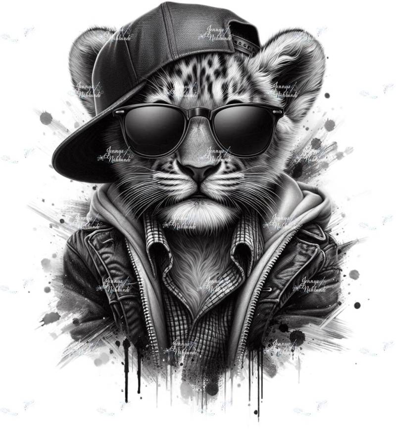 Bügelbild, Motiv Junger Löwe Mit Sonnenbrille, Bügelmotiv von BuegeldichTrendy