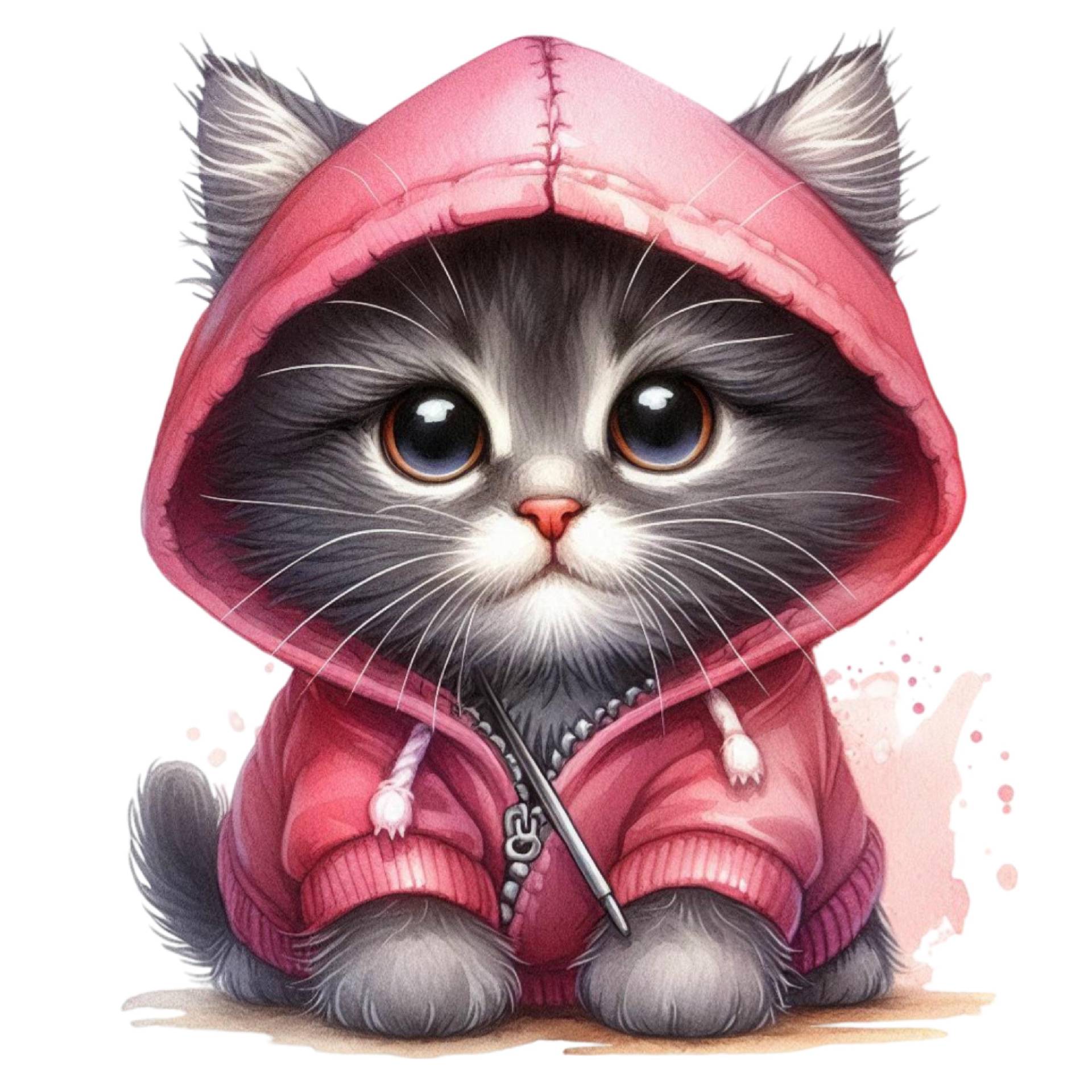 Bügelbild, Motiv Katze Mit Hoodie, Bügelmotiv von BuegeldichTrendy