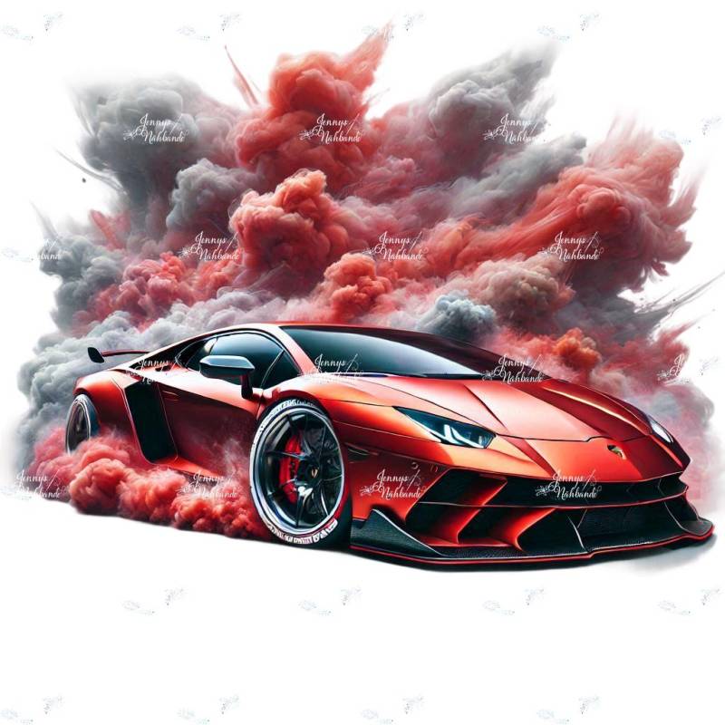 Bügelbild, Motiv Lamborghini Rot, Splash, Sportwagen, Bügelmotiv von BuegeldichTrendy