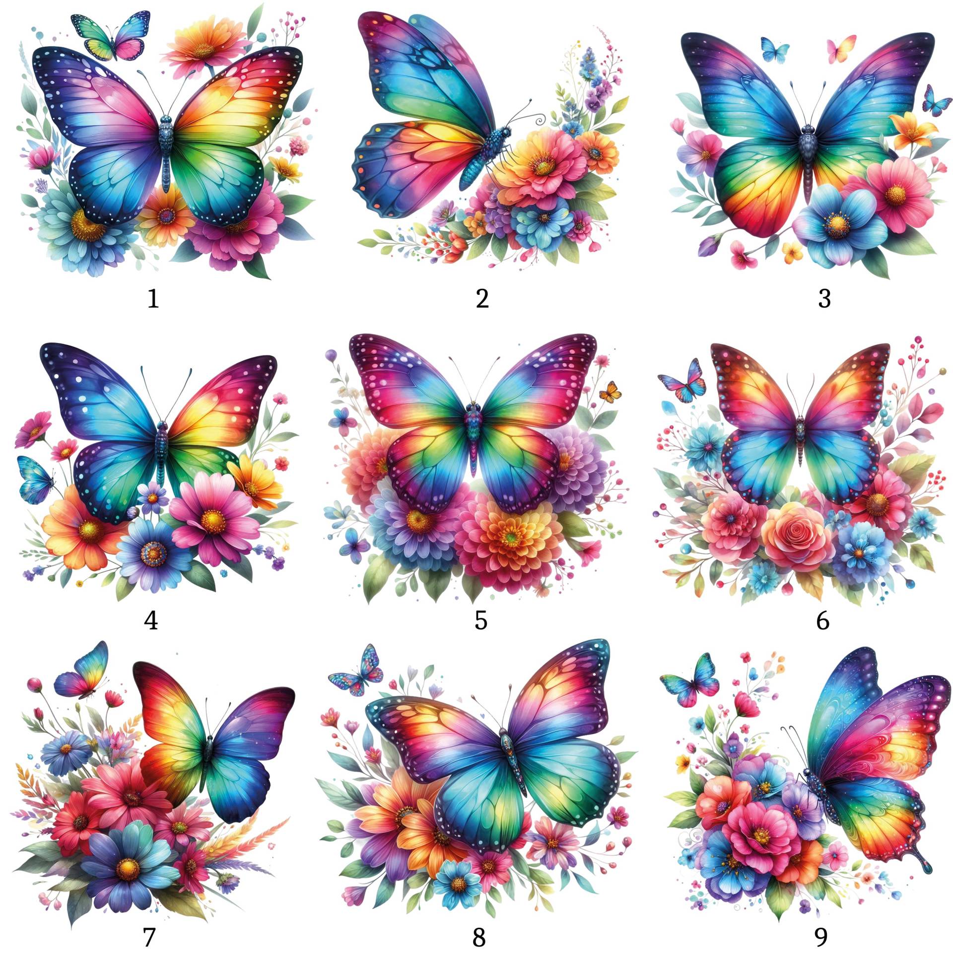 Bügelbild, Motiv Regenbogen Schmetterling, Bügelmotiv von BuegeldichTrendy