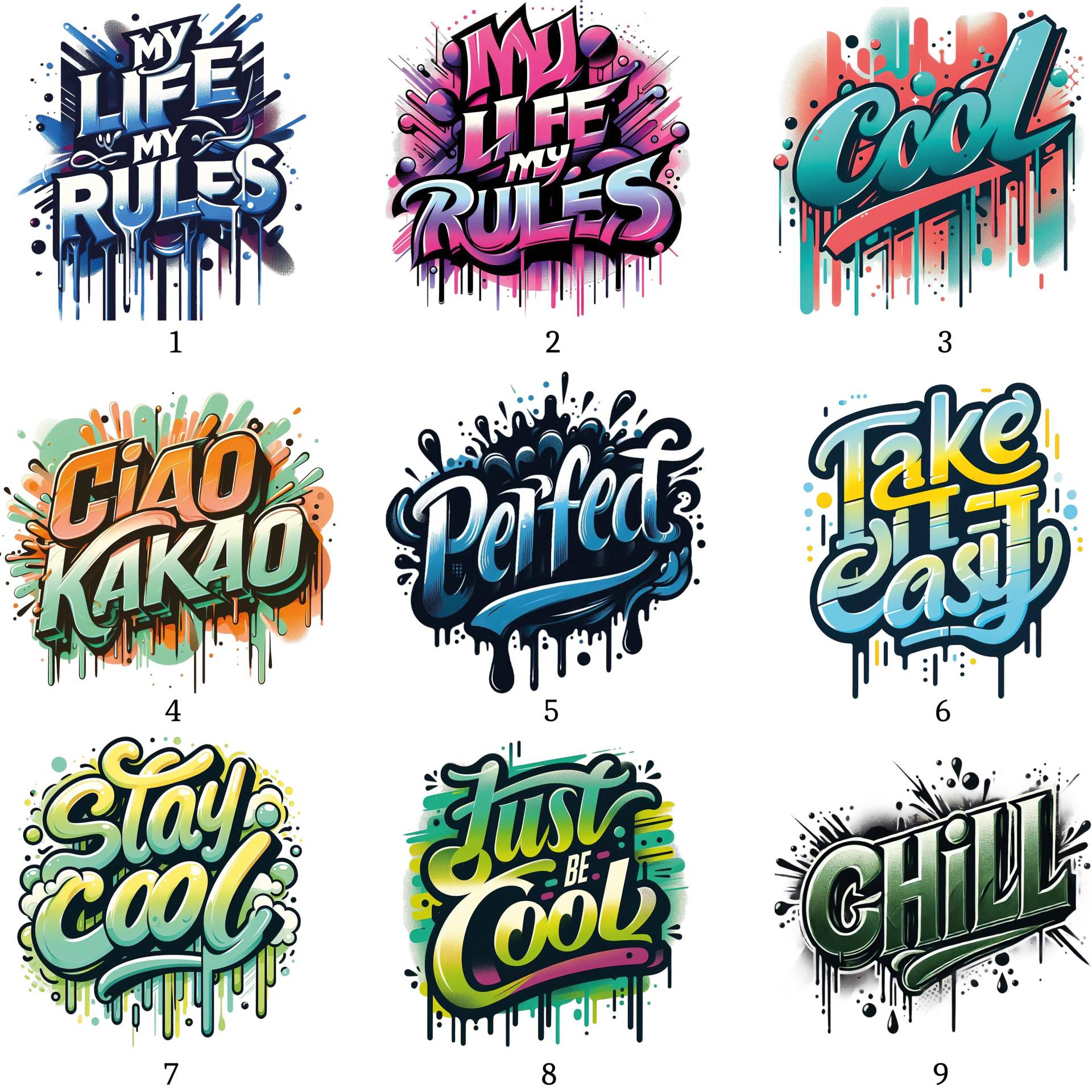 Bügelbild, Motiv Slogan, Cool, Ciao Kakao, Perfect von BuegeldichTrendy