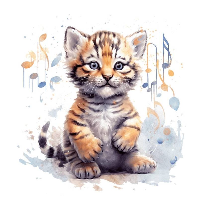 Bügelbild, Musik Baby Tiger, Bügelmotiv von BuegeldichTrendy