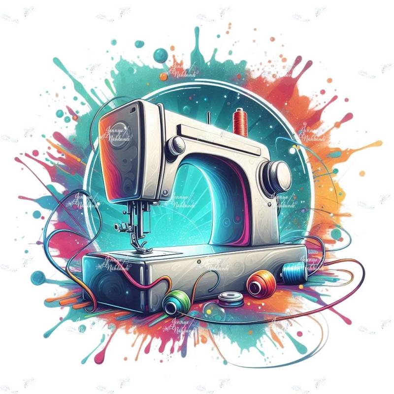 Bügelbild, Nähmaschine, Splash, Bügelmotiv von BuegeldichTrendy