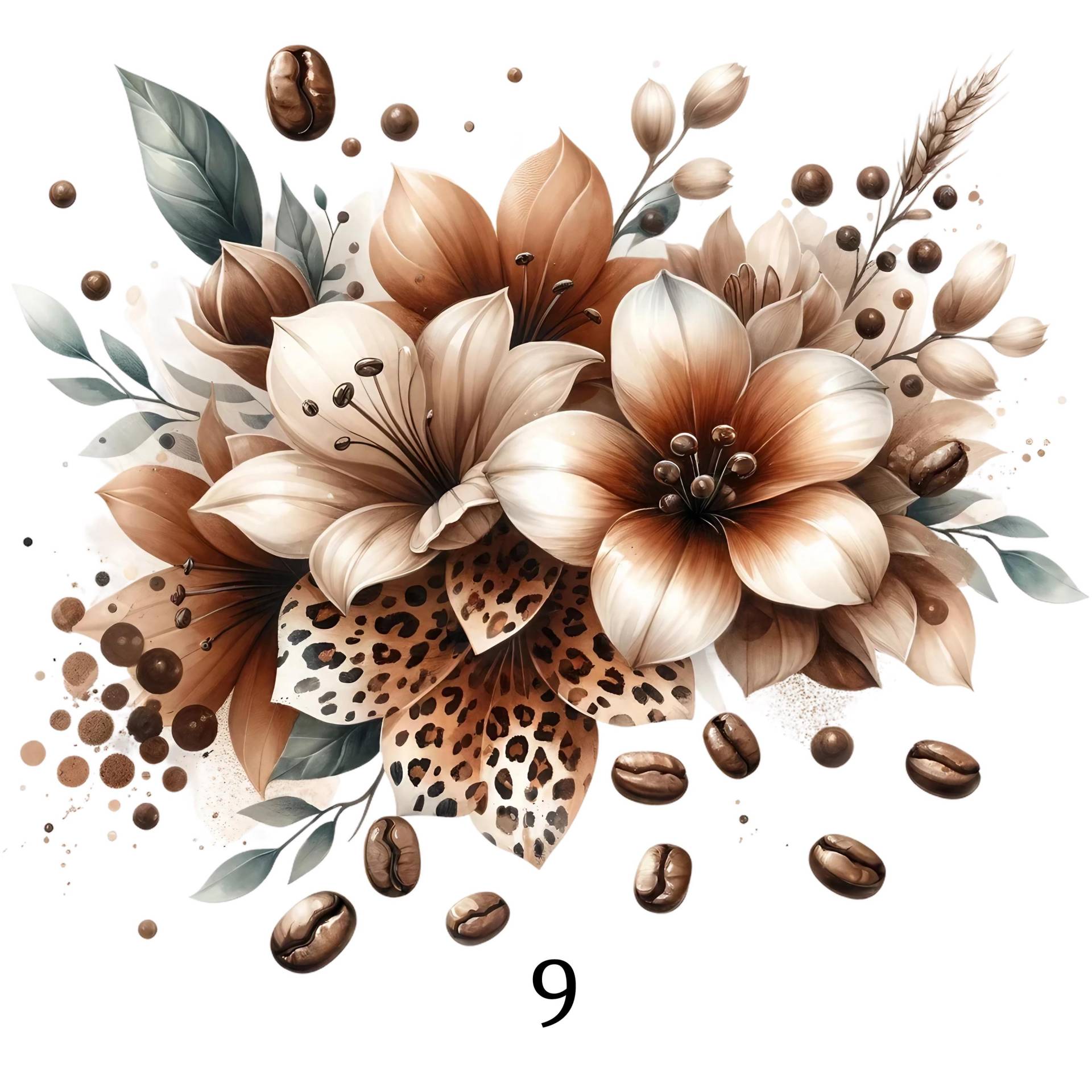 Bügelbild, Orchidee, Kaffeebohne, Bügelmotiv von BuegeldichTrendy