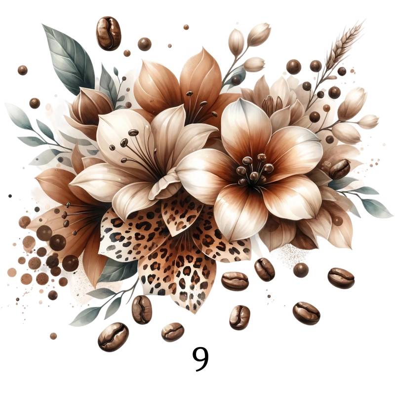 Bügelbild, Orchidee, Kaffeebohne, Bügelmotiv von BuegeldichTrendy