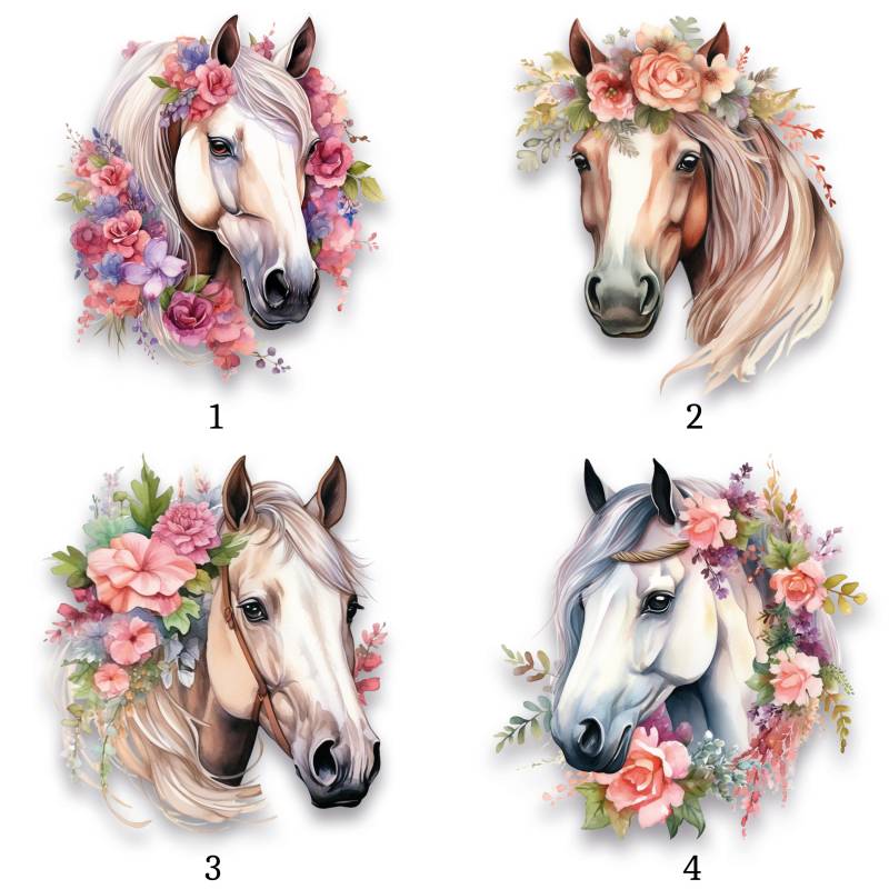 Bügelbild, Pferd, Floral, Bügelmotiv von BuegeldichTrendy