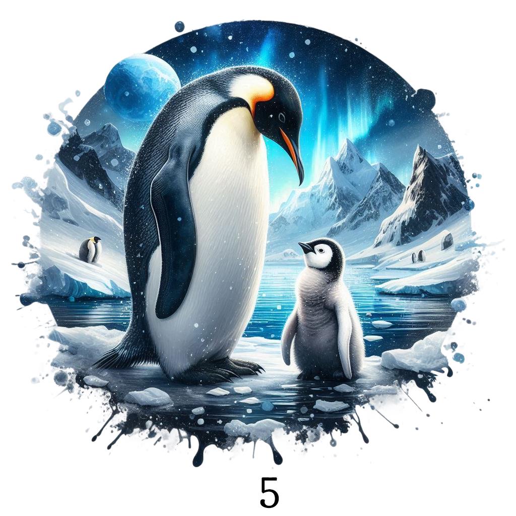 Bügelbild, Pinguin Mit Jungem, Winter, Bügelmotiv von BuegeldichTrendy