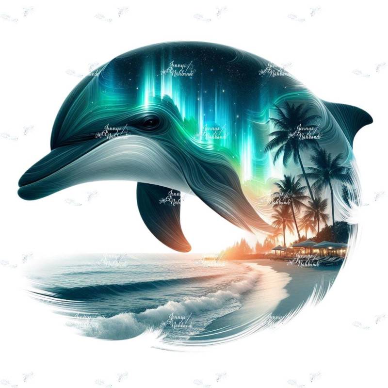 Bügelbild, Polar Delfin, Bügelmotiv von BuegeldichTrendy