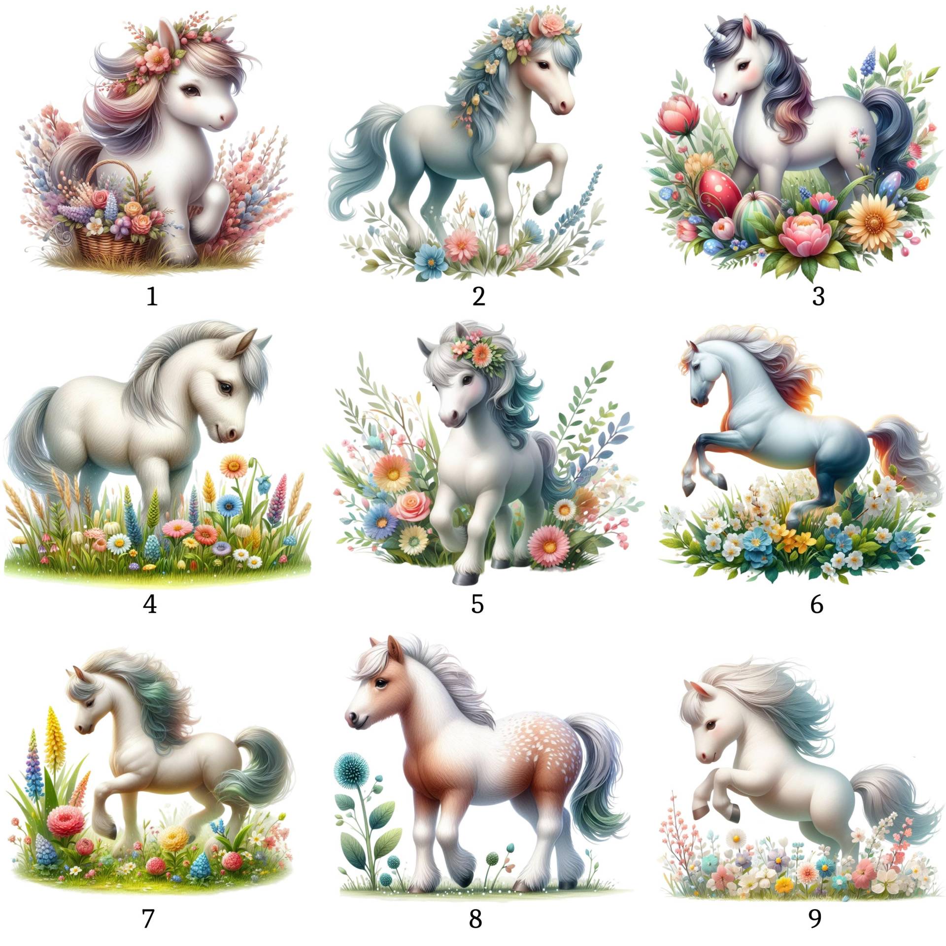 Bügelbild, Pony Blumenwiese, Pferd, Blumen, Bügelmotiv von BuegeldichTrendy