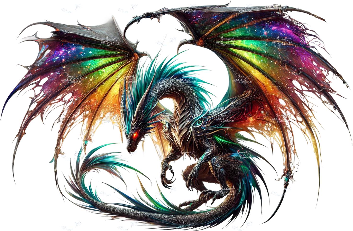 Bügelbild, Rainbow Drache, Bügelmotiv von BuegeldichTrendy