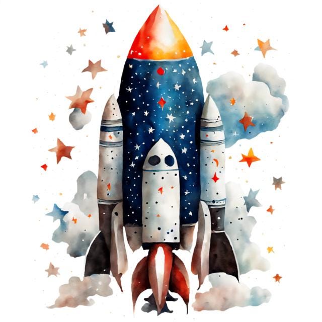 Bügelbild, Rakete, Bügelmotiv von BuegeldichTrendy