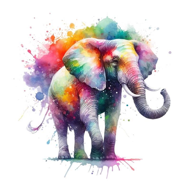 Bügelbild, Regenbogen Elefant, Splash, Bügelmotiv von BuegeldichTrendy