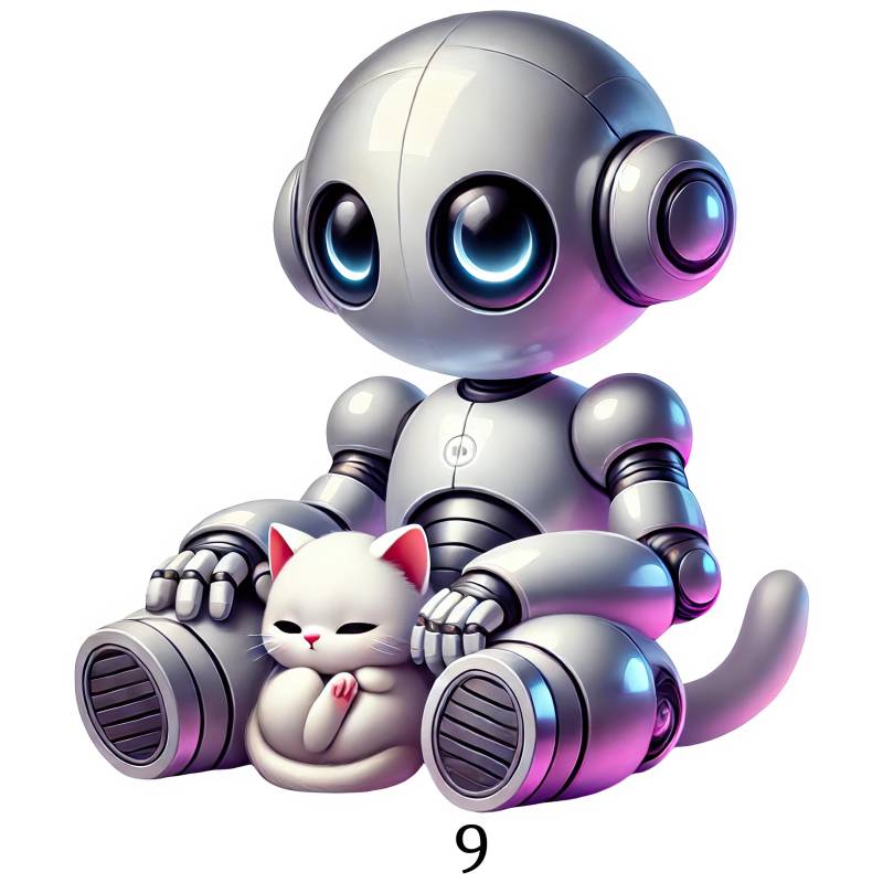 Bügelbild, Roboter Mit Hund, Katze, Bügelmotiv von BuegeldichTrendy