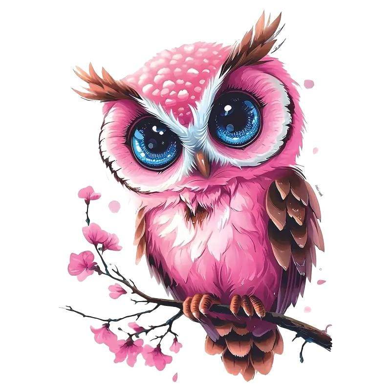 Bügelbild, Rosa Eule, Süß, Bügelmotiv von BuegeldichTrendy