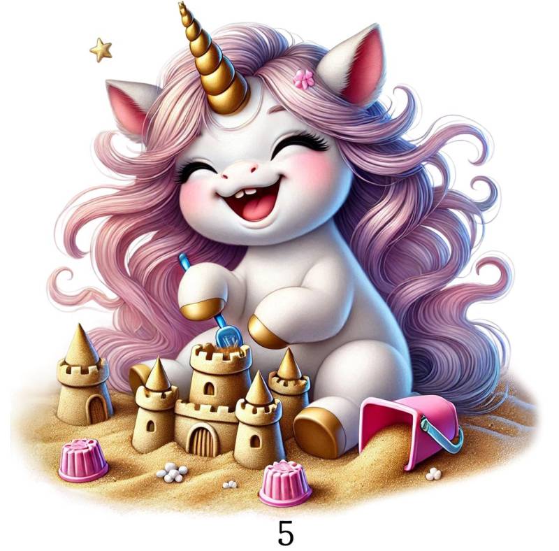 Bügelbild, Sandburg Einhorn, Bügelmotiv von BuegeldichTrendy