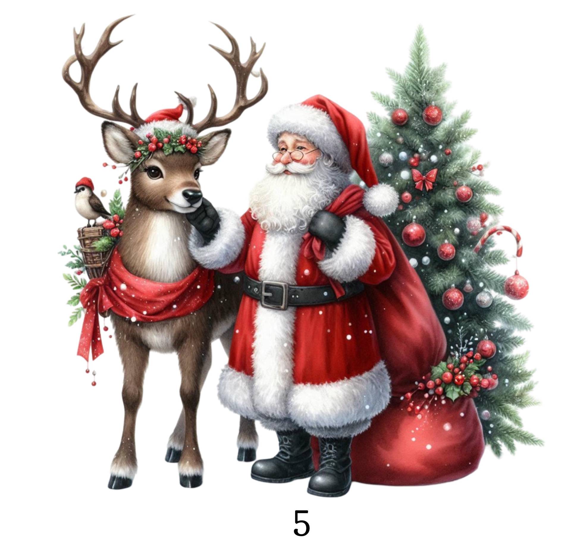 Bügelbild, Santa Mit Rentier, Weihnachtsmann, Weihnachtlich, Bügelmotiv von BuegeldichTrendy