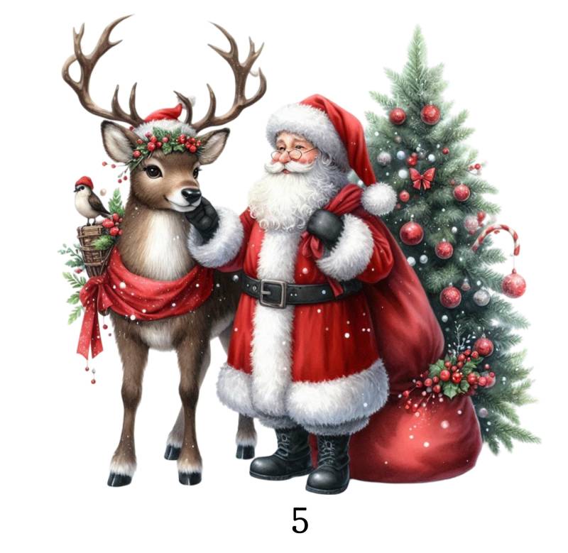 Bügelbild, Santa Mit Rentier, Weihnachtsmann, Weihnachtlich, Bügelmotiv von BuegeldichTrendy
