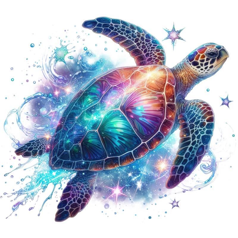 Bügelbild, Schildkröte Kristall, Bügelmotiv von BuegeldichTrendy