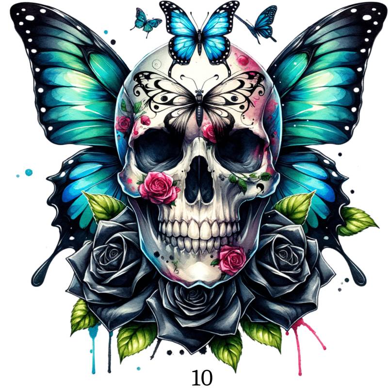 Bügelbild, Schmetterling Totenkopf, Skull, Bügelmotiv von BuegeldichTrendy