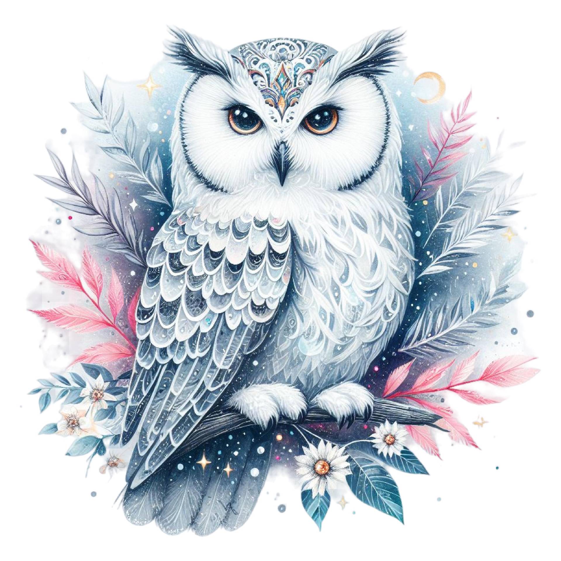 Bügelbild, Schneeeule Aquarell, Bügelmotiv von BuegeldichTrendy