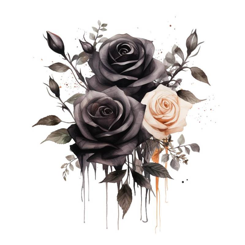 Bügelbild, Schwarze Rose, Bügelmotiv von BuegeldichTrendy