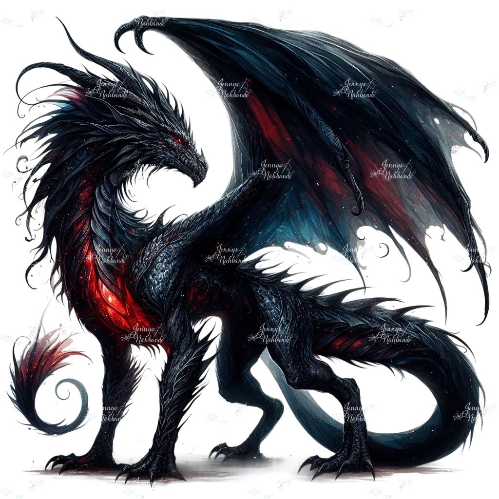 Bügelbild, Schwarzer Drache, Bügelmotiv von BuegeldichTrendy