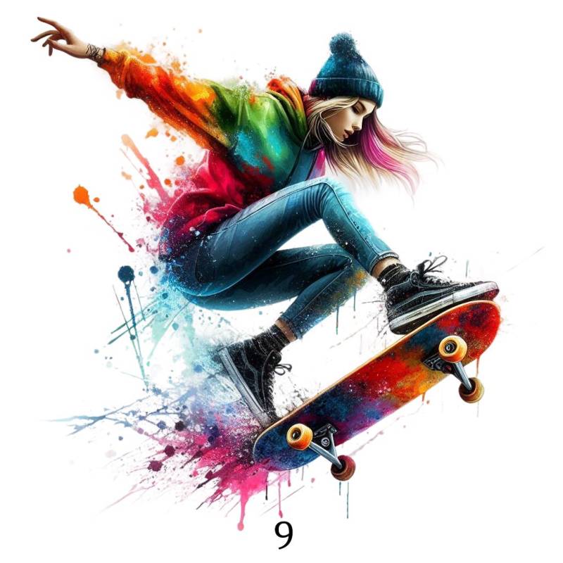 Bügelbild, Skater Mädchen, Skateboard Jugend, Bügelmotiv von BuegeldichTrendy