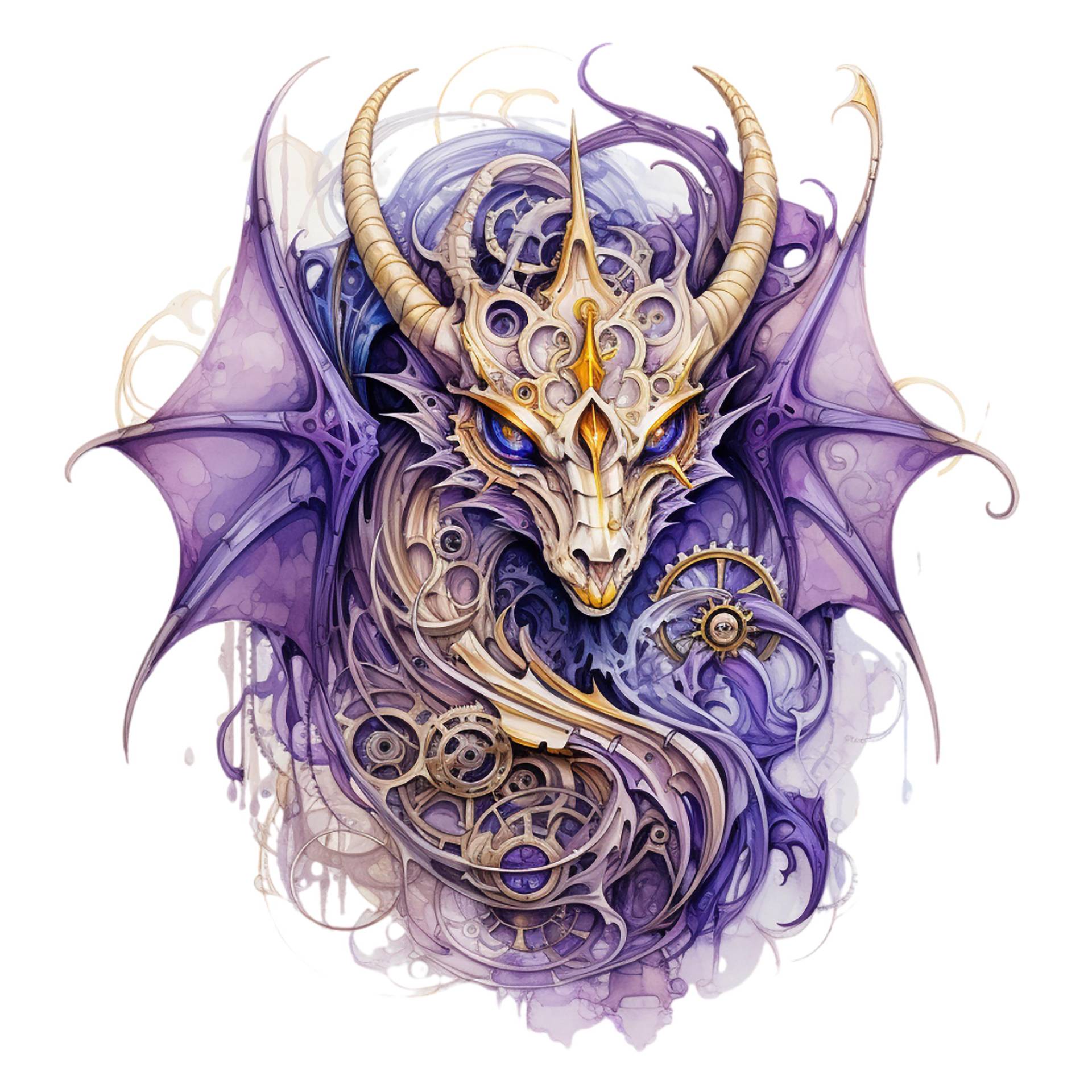 Bügelbild, Steampunk Drache Lila, Bügelmotiv von BuegeldichTrendy