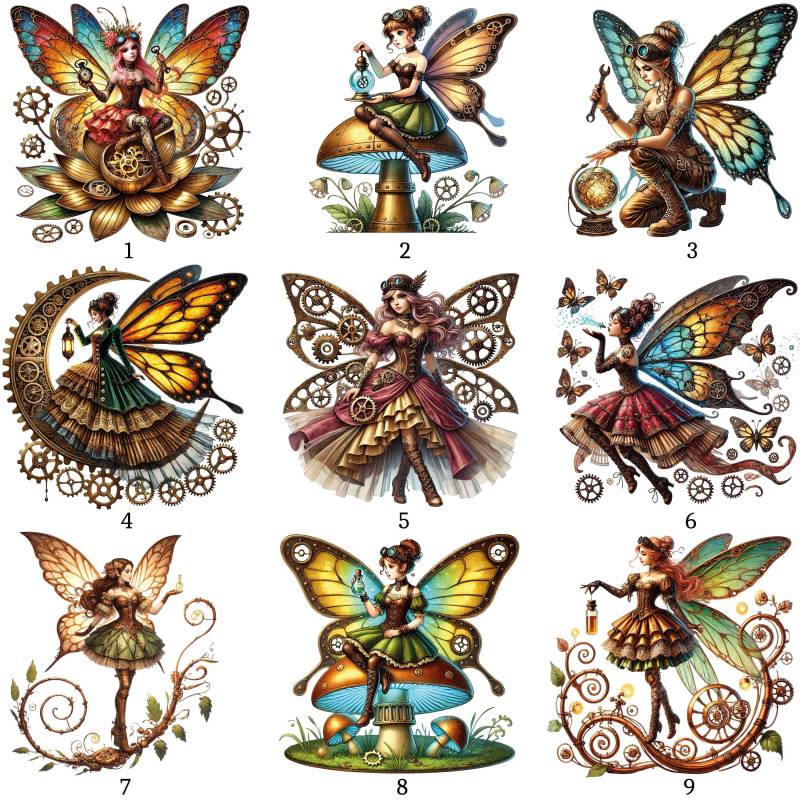 Bügelbild, Steampunk Fee, Elfe, Bügelmotiv von BuegeldichTrendy