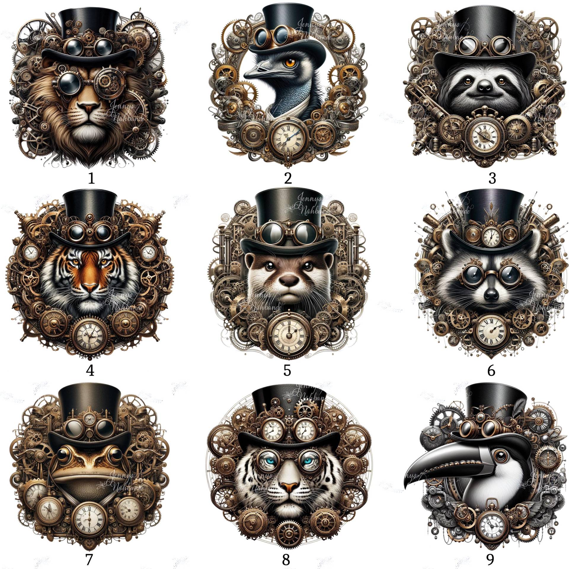 Bügelbild, Steampunk Tiere, Bügelmotiv von BuegeldichTrendy