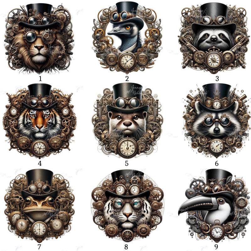 Bügelbild, Steampunk Tiere, Bügelmotiv von BuegeldichTrendy