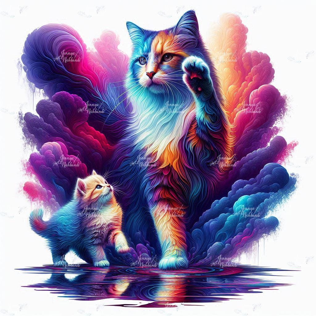 Bügelbild, Stolze Mama Katze, Bügelmotiv von BuegeldichTrendy