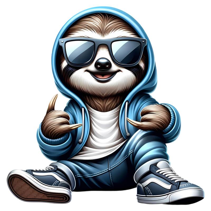 Bügelbild, Streetstyle Faultier, Streetwear, Bügelmotiv von BuegeldichTrendy