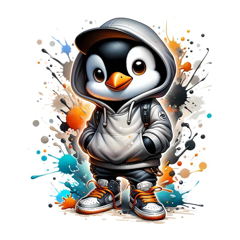 Bügelbild, Streetstyle Pinguin, Streetwear, Bügelmotiv von BuegeldichTrendy