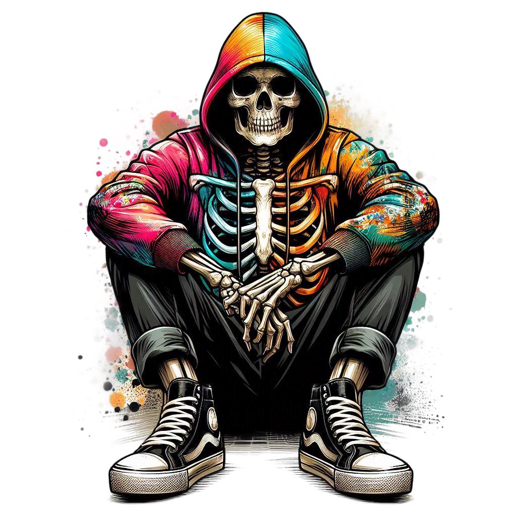 Bügelbild, Streetwear Skelett, Cool, Bügelmotiv von BuegeldichTrendy