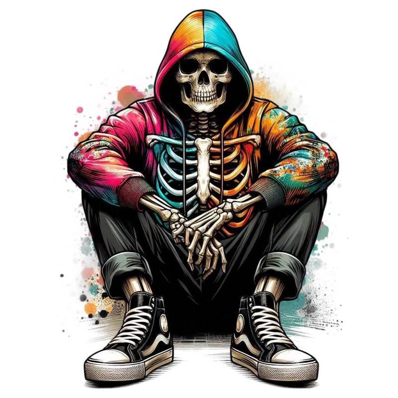 Bügelbild, Streetwear Skelett, Cool, Bügelmotiv von BuegeldichTrendy