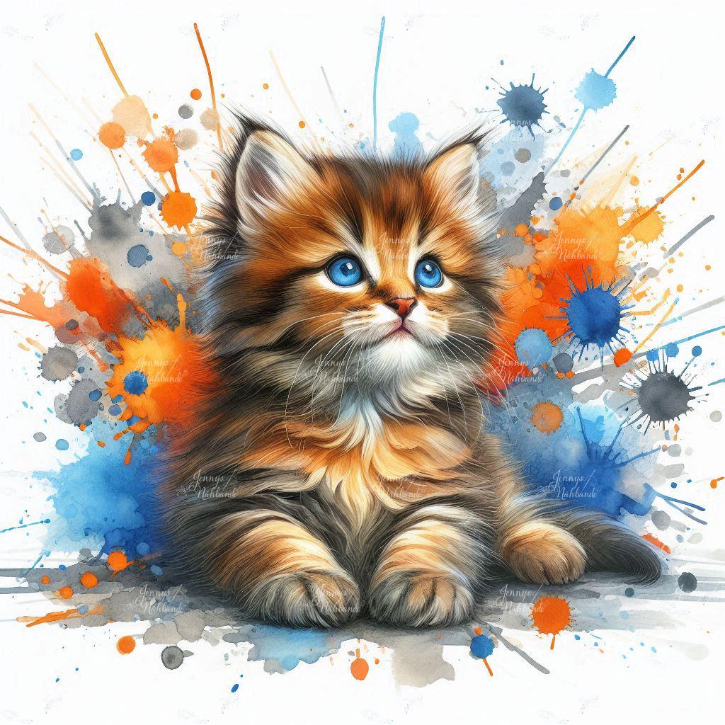 Bügelbild, Süße Babykatze, Braun, Bügelmotiv von BuegeldichTrendy