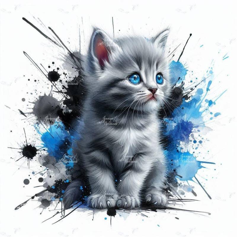 Bügelbild, Süße Babykatze, Grau, Bügelmotiv von BuegeldichTrendy