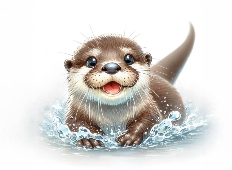 Bügelbild, Süße Otter Im Wasser, Bügelmotiv von BuegeldichTrendy