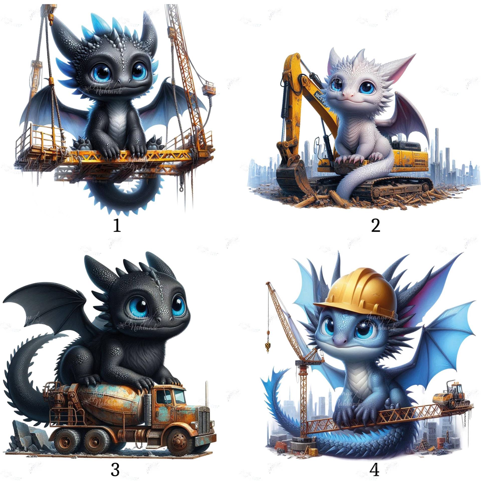 Bügelbild, Süßer Drache Am Bau, Bügelmotiv von BuegeldichTrendy