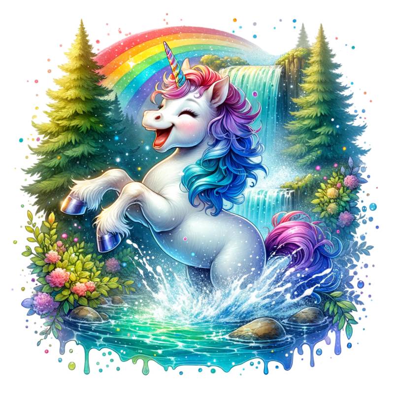 Bügelbild, Süßes Einhorn, Regenbogen, Bügelmotiv von BuegeldichTrendy