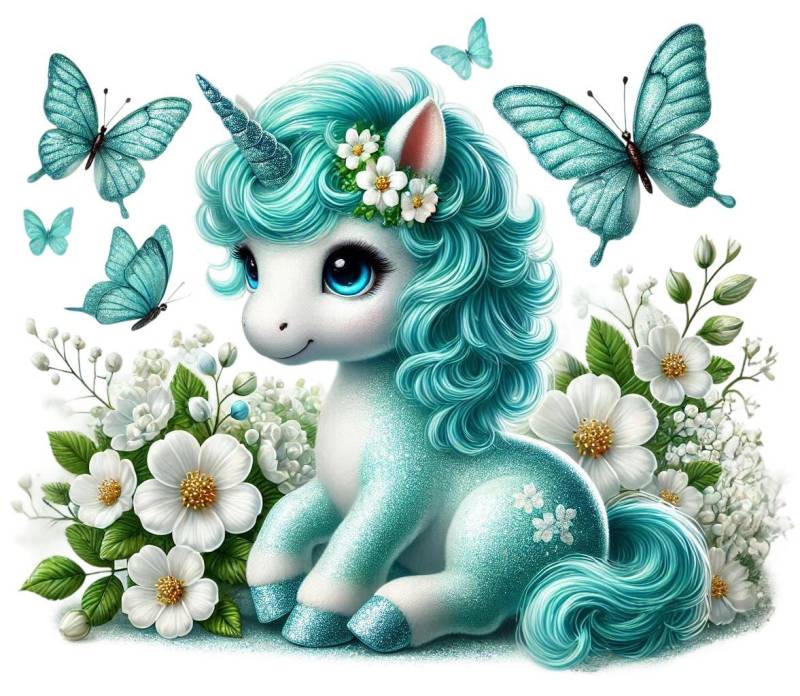 Bügelbild, Süßes Einhorn Glitter, Bügelmotiv von BuegeldichTrendy