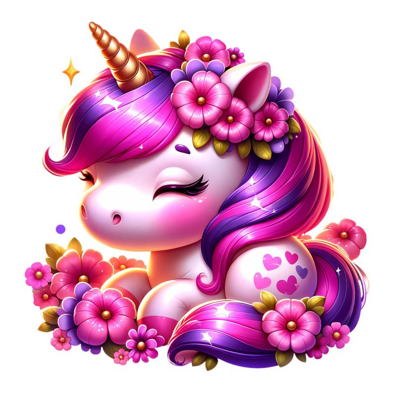 Bügelbild, Süßes Pinkes Einhorn, Bügelmotiv von BuegeldichTrendy