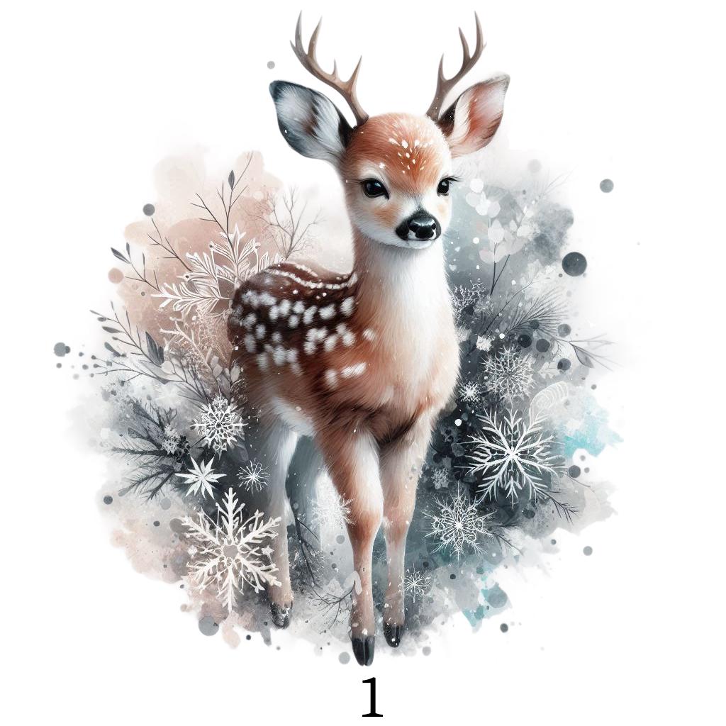 Bügelbild, Süßes Rehkitz, Winterlich, Bügelmotiv von BuegeldichTrendy